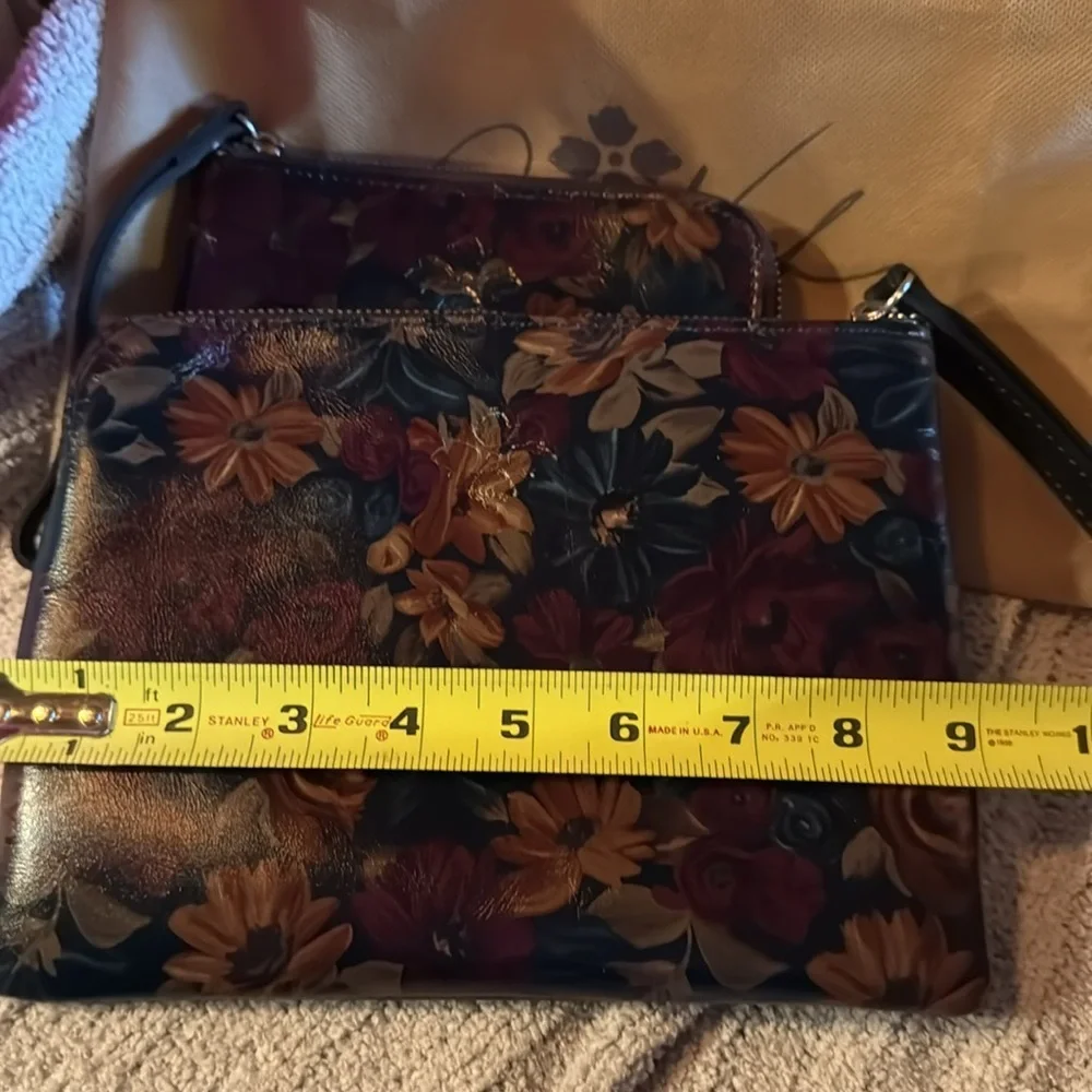 Rare Patricia Nash Set! Fall Color Floral Design Leather Large & Smaller Bag - Picture 10 of 11